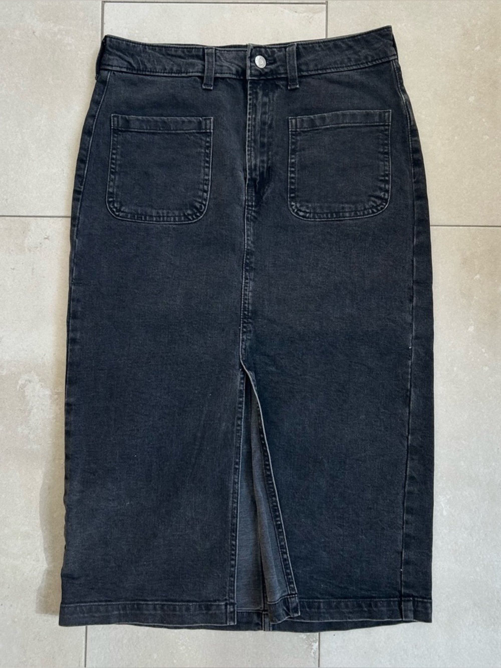 GAP Black Denim Midi Skirt